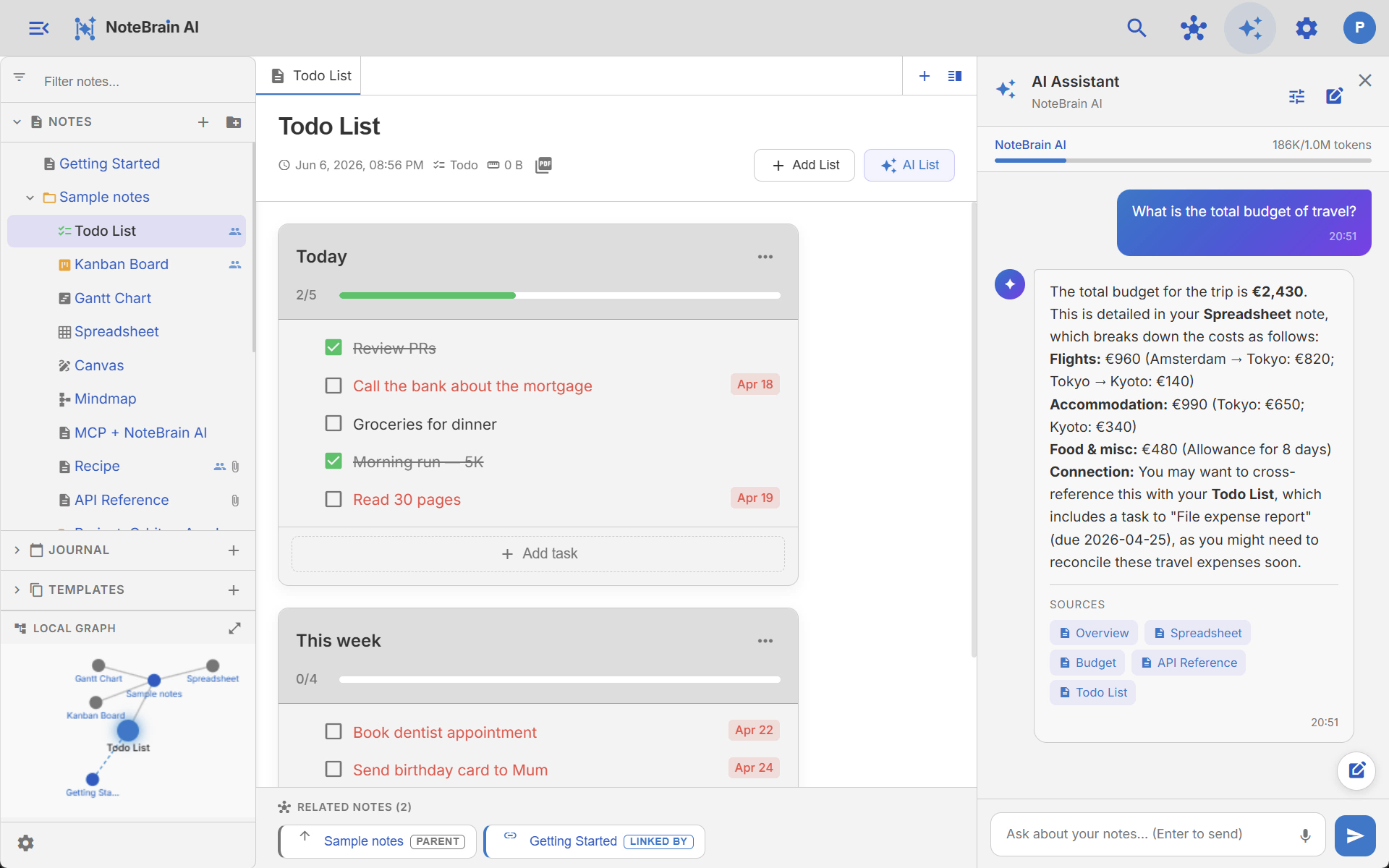 A to-do checklist with completed and pending tasks.